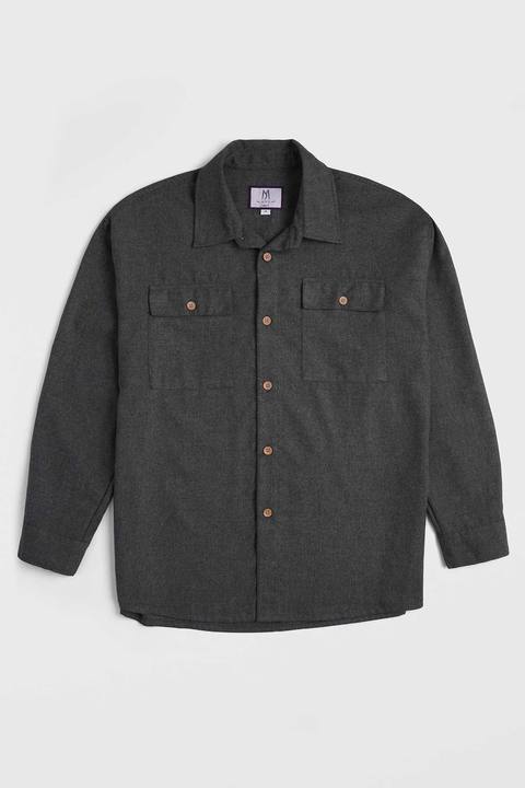 Brushed Shirt with Flap Pockets Beige