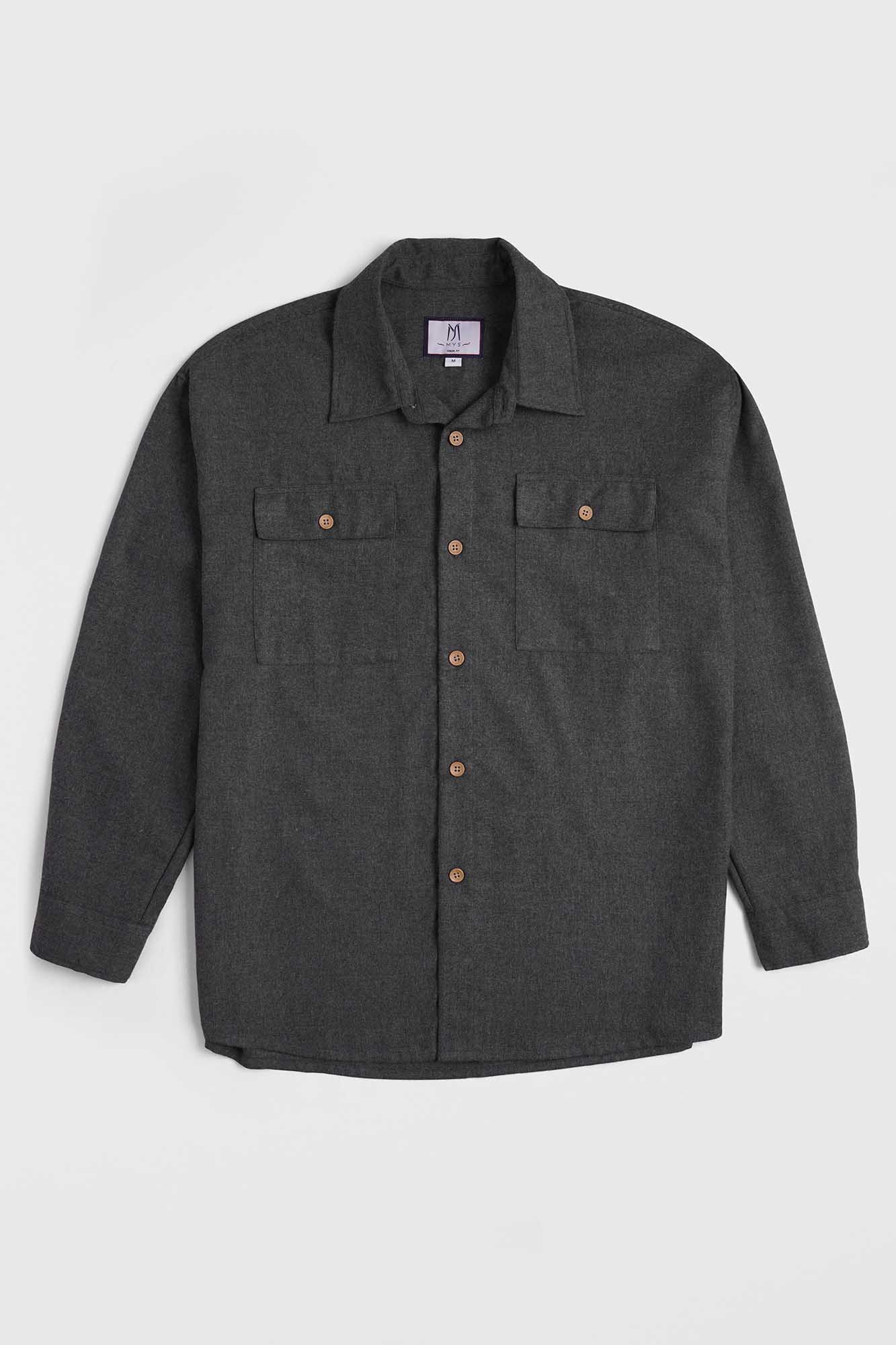 Brushed Shirt with Flap Pockets Beige