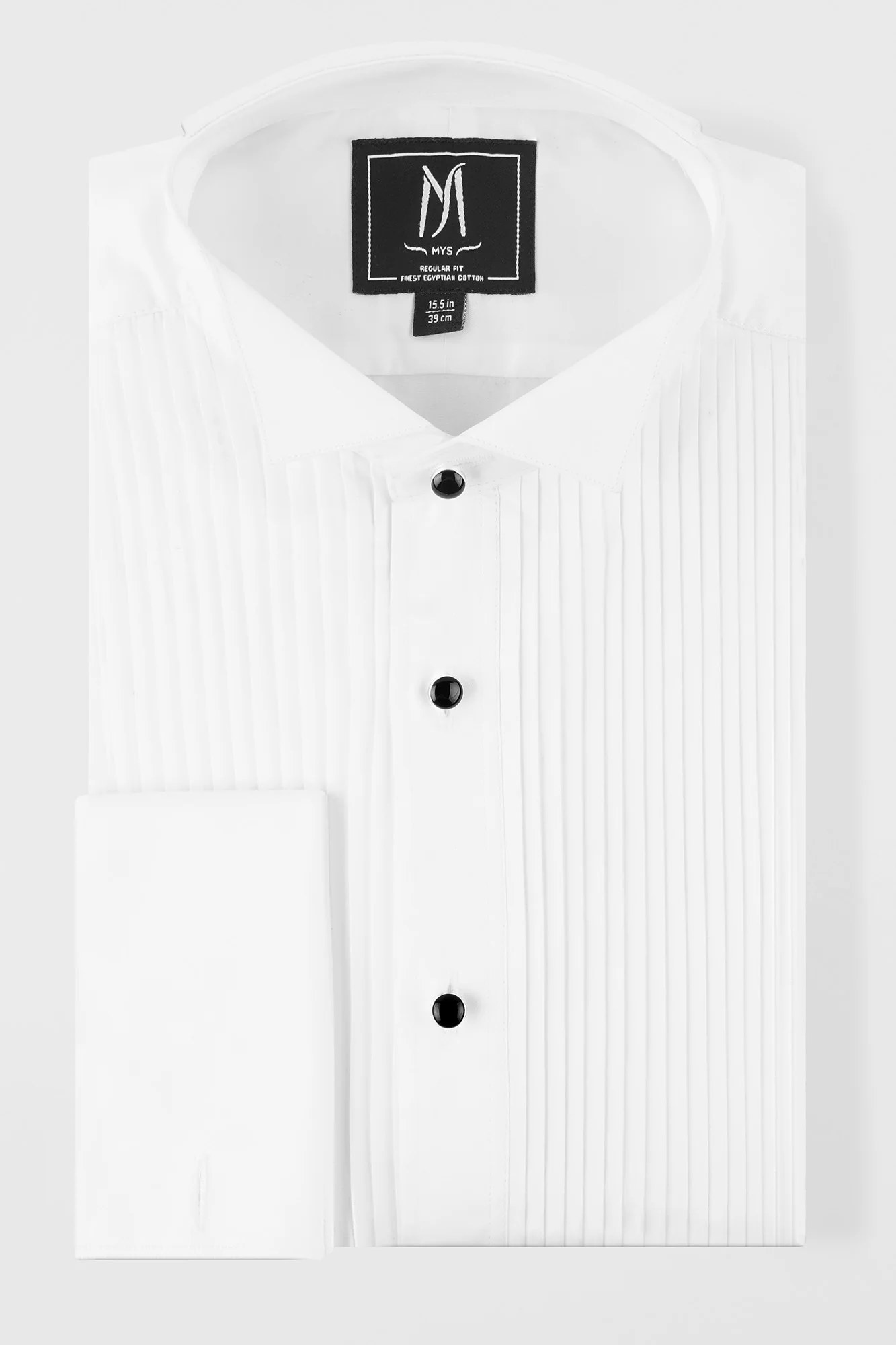White Pleated Tuxedo Shirt - Regular Fit