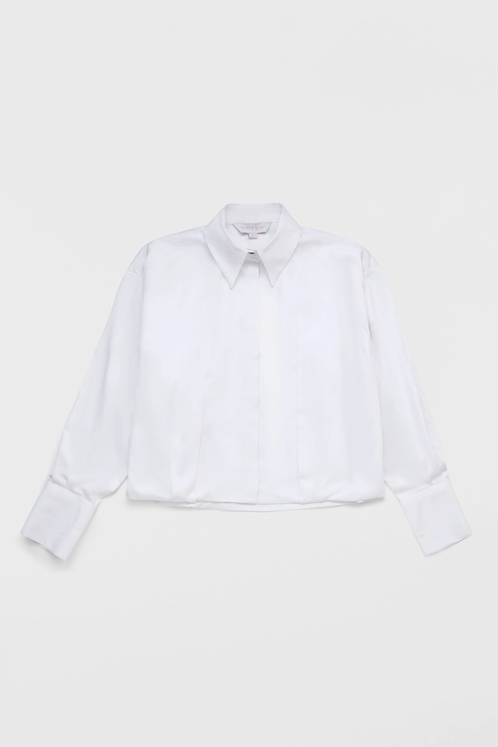 White Twill Fitted Cropped Shirt