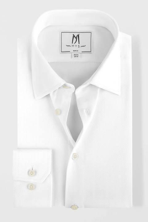 White Herringbone Shirt - Slim Fit