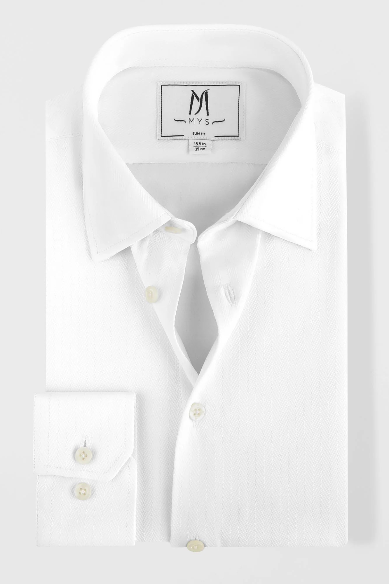 White Herringbone Shirt - Slim Fit