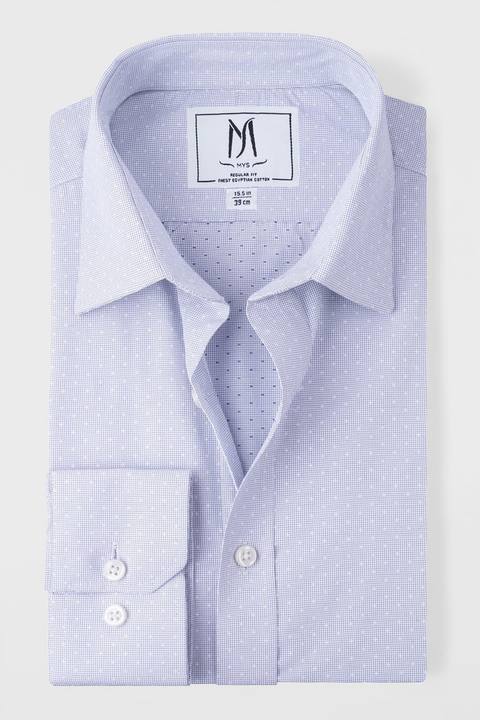 Blue Dotted Dobby Shirt - Regular Fit