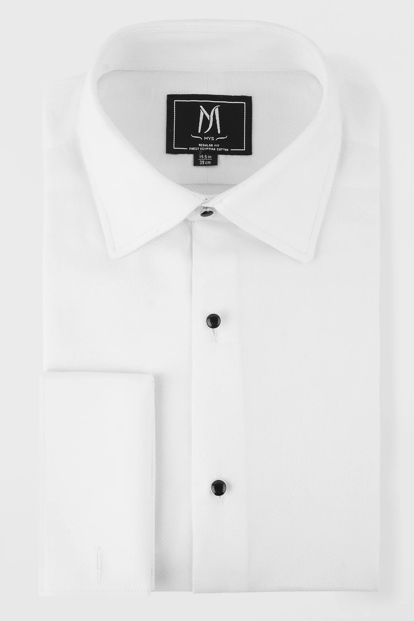 White Dobby Tuxedo Shirt - Regular Fit