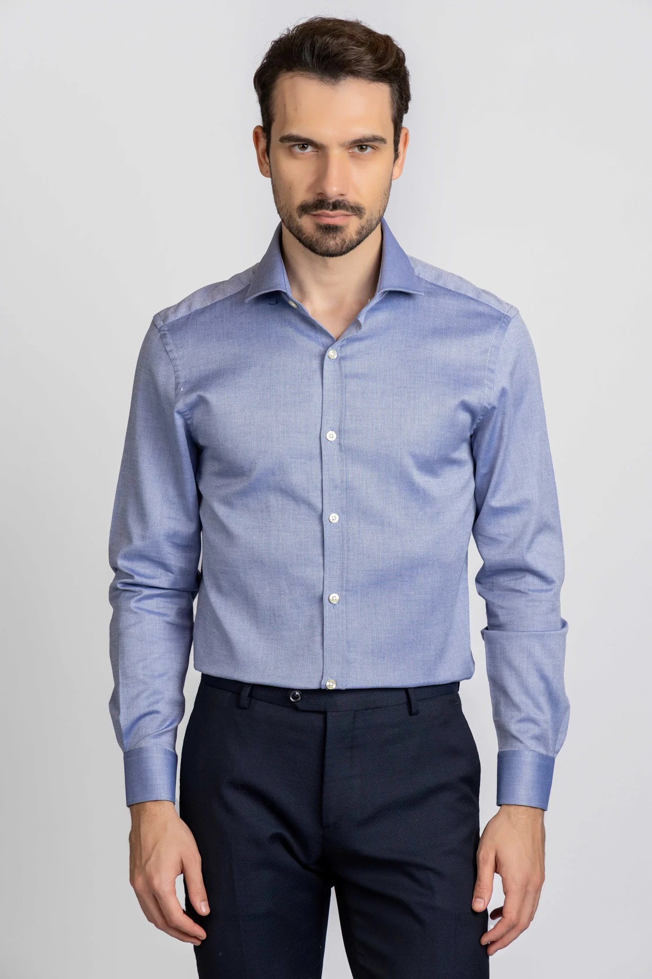 Blue Dobby Shirt - Slim Fit