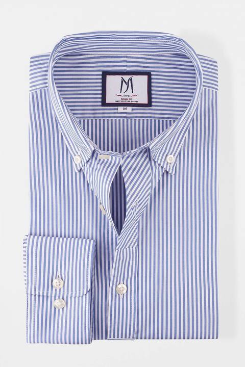 Blue Striped Patch-Work Shirt