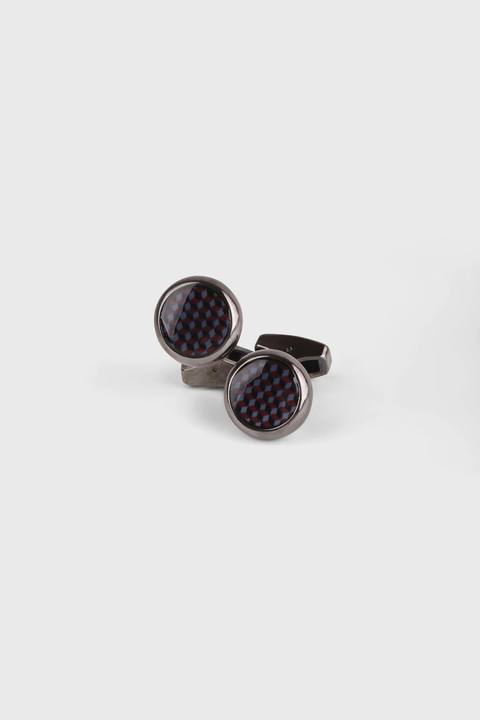Blue Geometric Round Cuff links