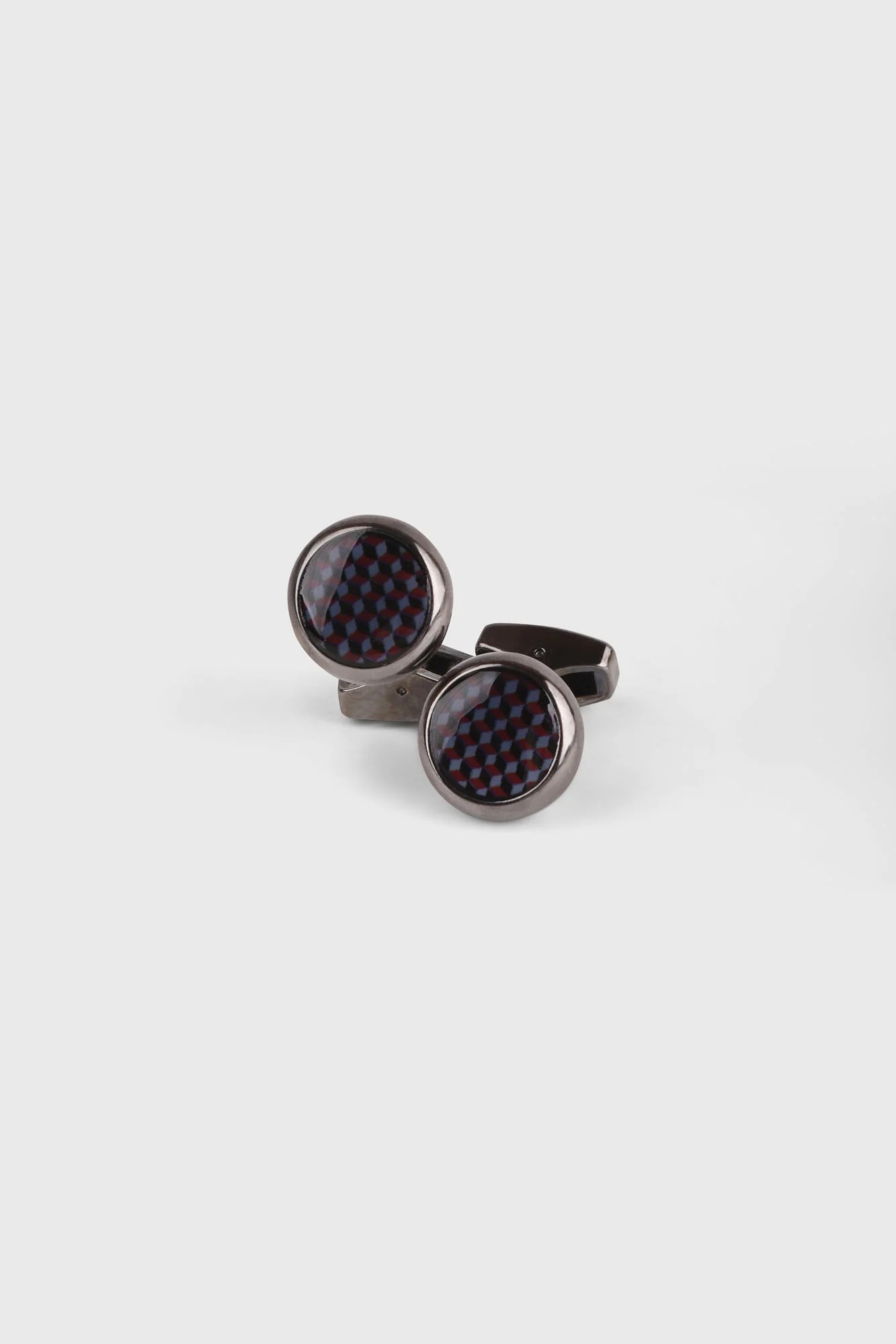 Blue Geometric Round Cuff links