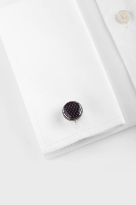 Blue Geometric Round Cuff links