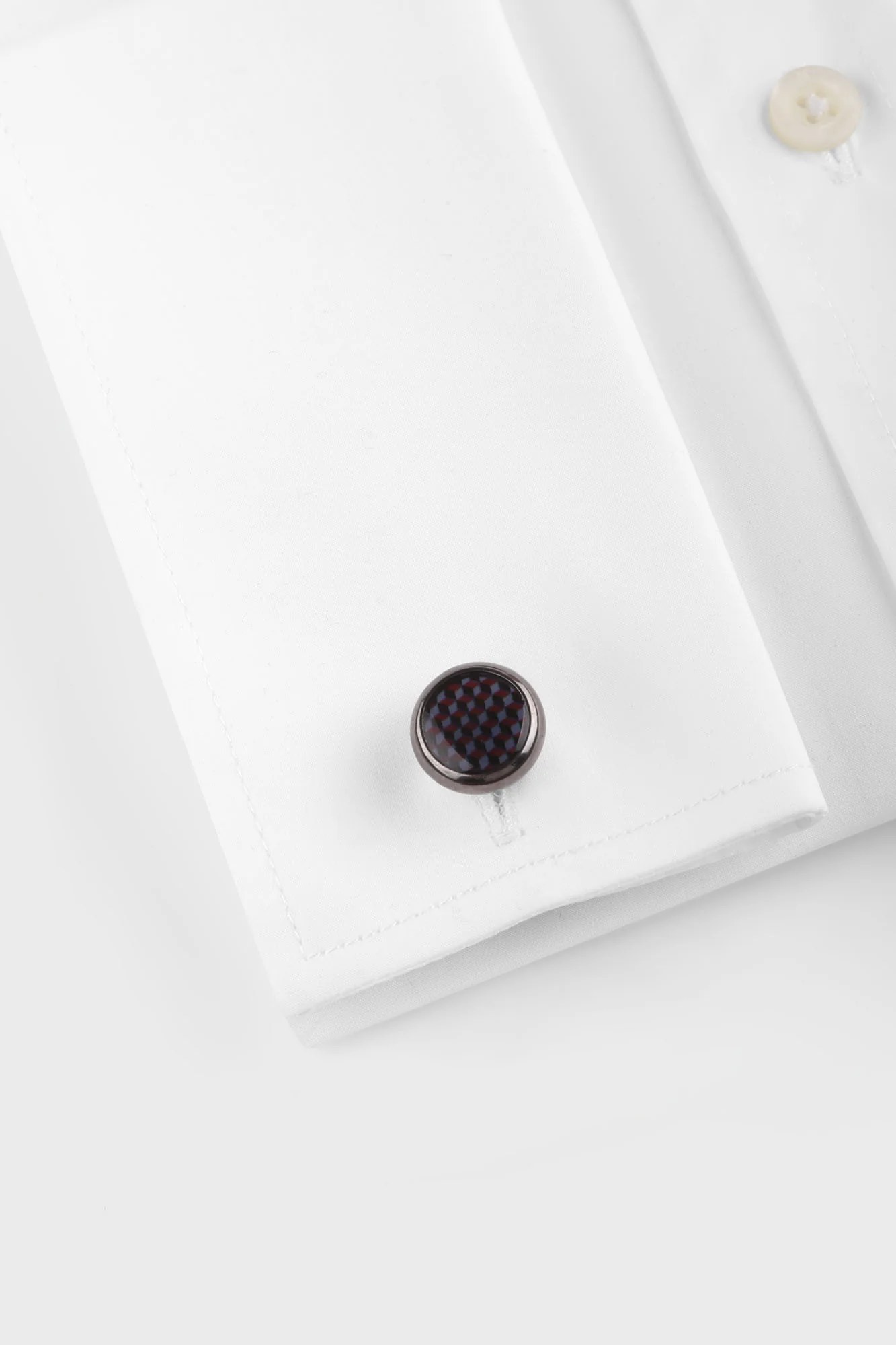 Blue Geometric Round Cuff links
