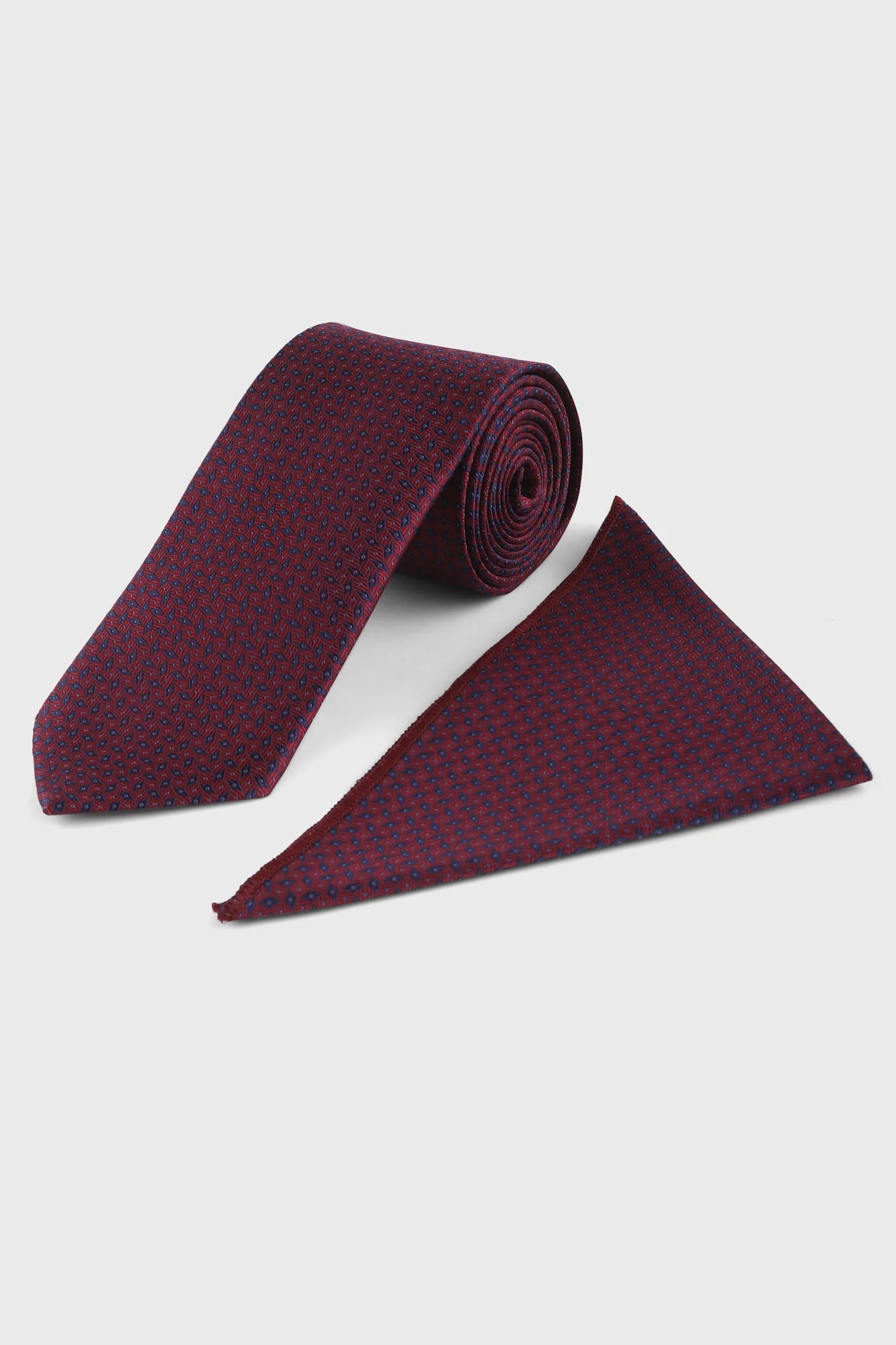 Red Geometric Tie Set