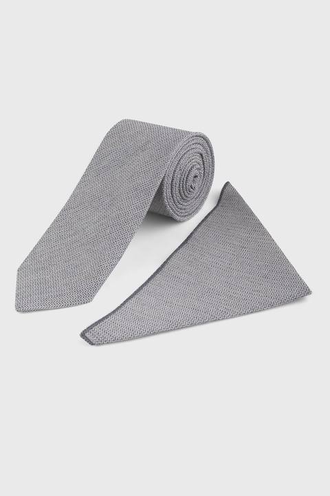Light Grey Textured Tie Set