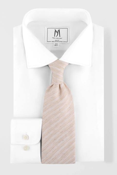Cream Striped  Tie Set