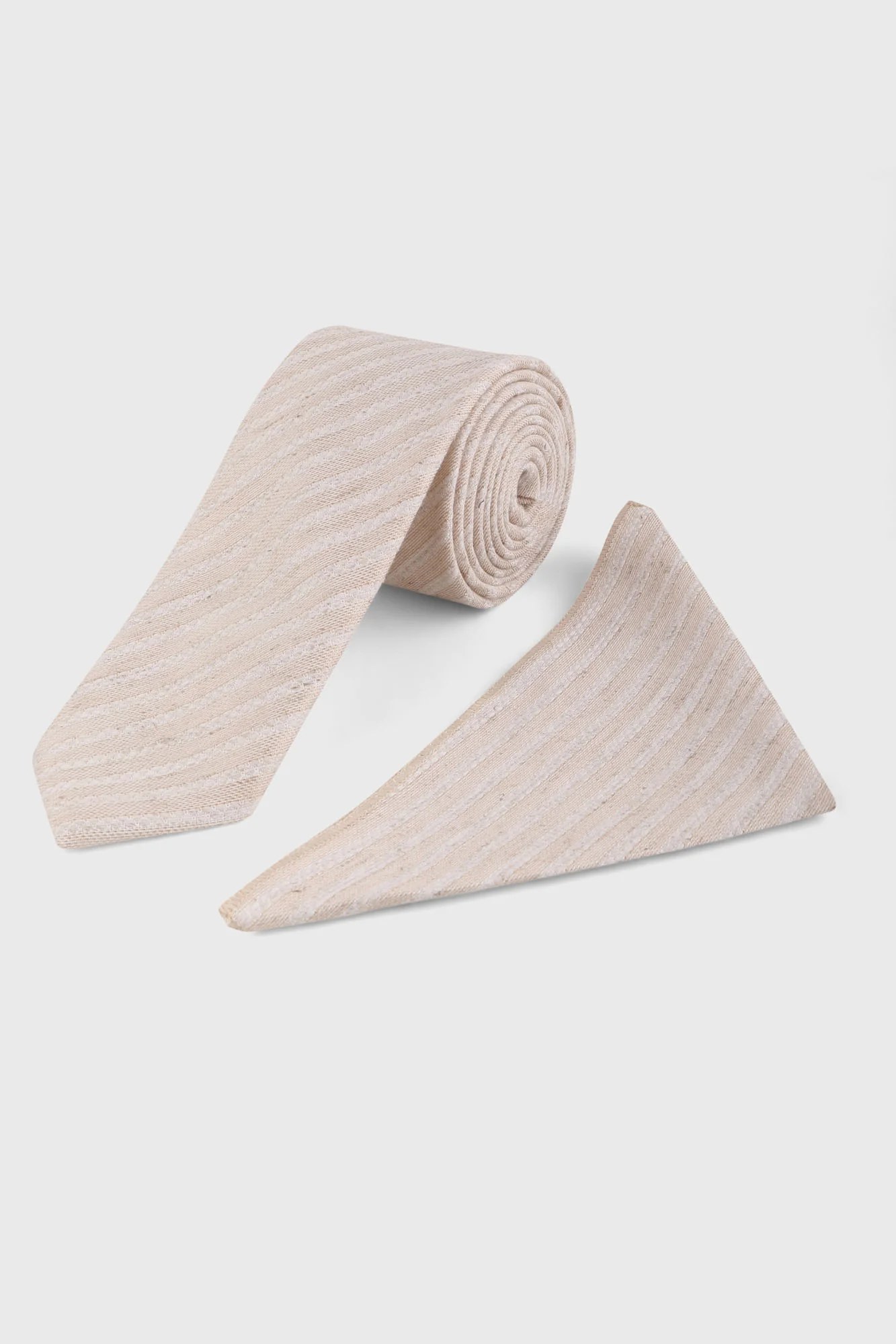 Cream Striped  Tie Set