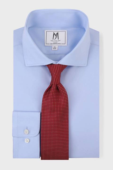Light Blue Poplin Stretch Shirt - Slim Fit