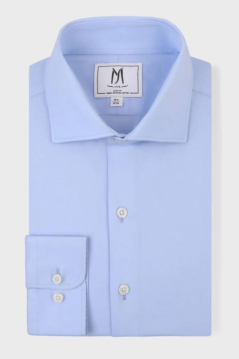 Light Blue Poplin Stretch Shirt - Slim Fit