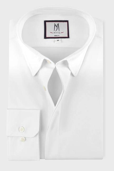 Twill Stretch Hidden Placket Shirt