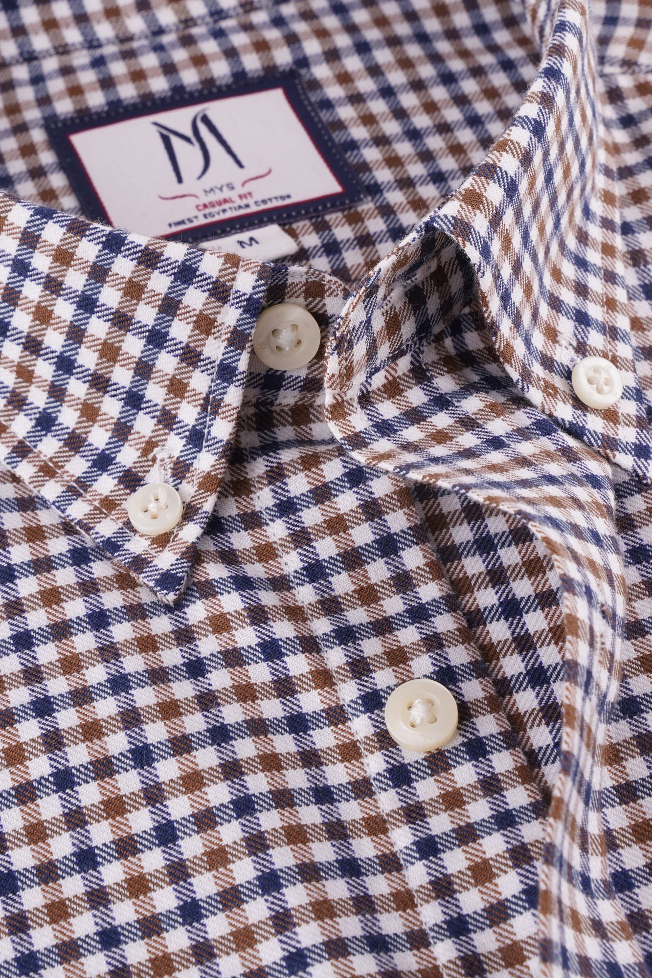 Brown Brushed Chckered Twill Flannel Shirt
