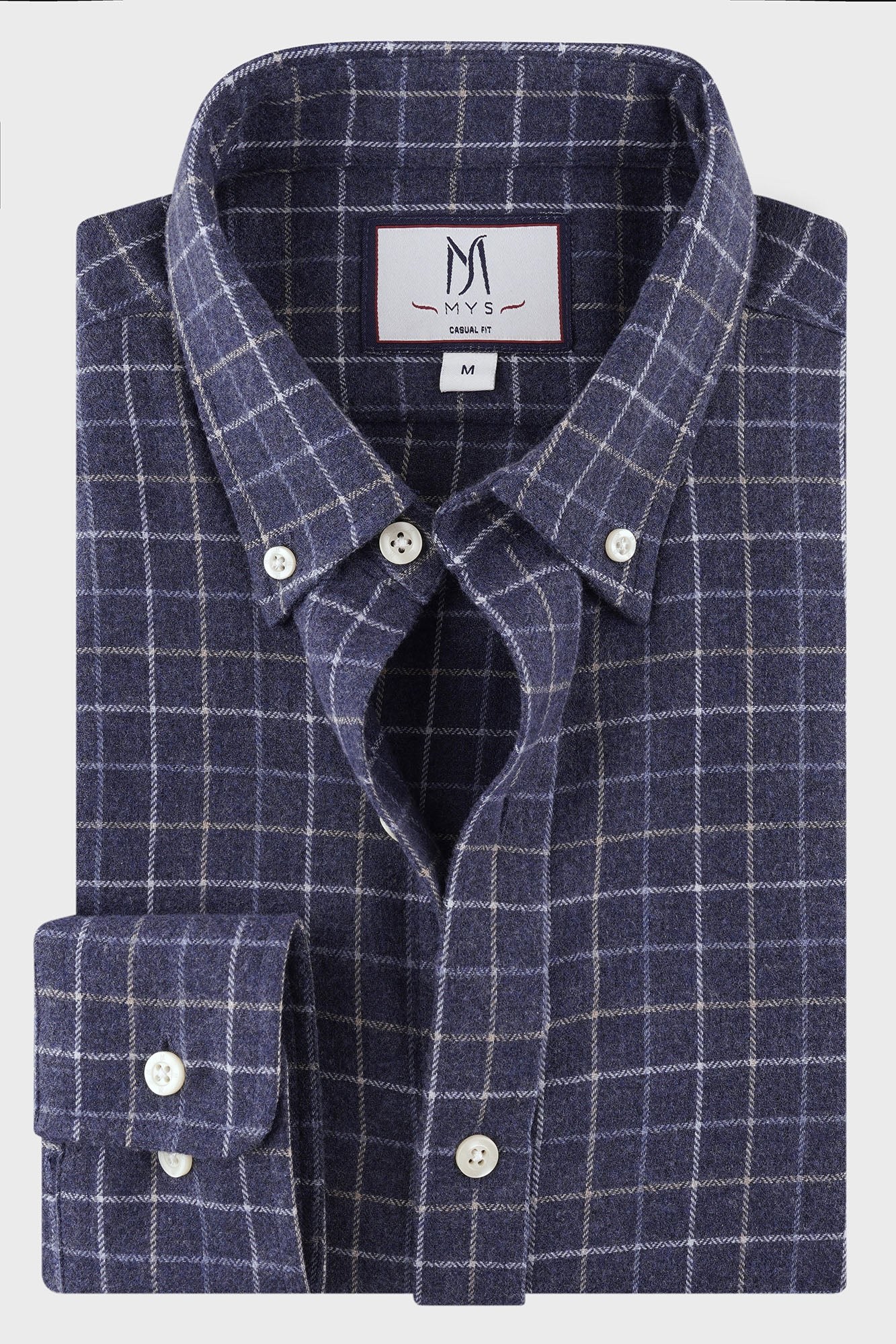 Brushed Checkered Button-Down Flannel Shirt
