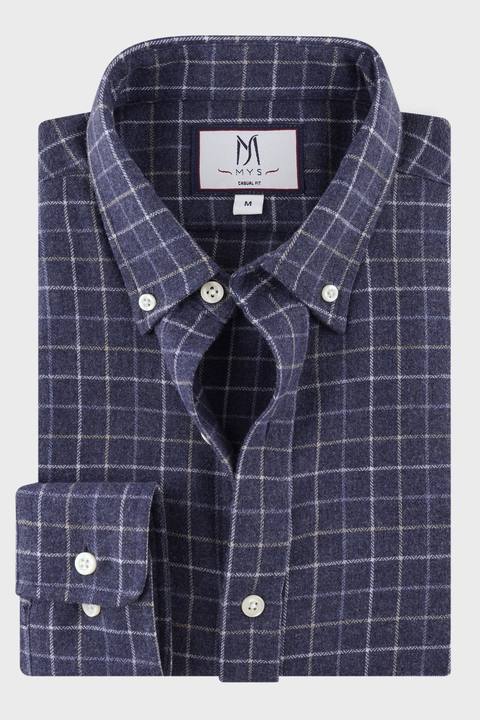 Brushed Checkered Button-Down Flannel Shirt