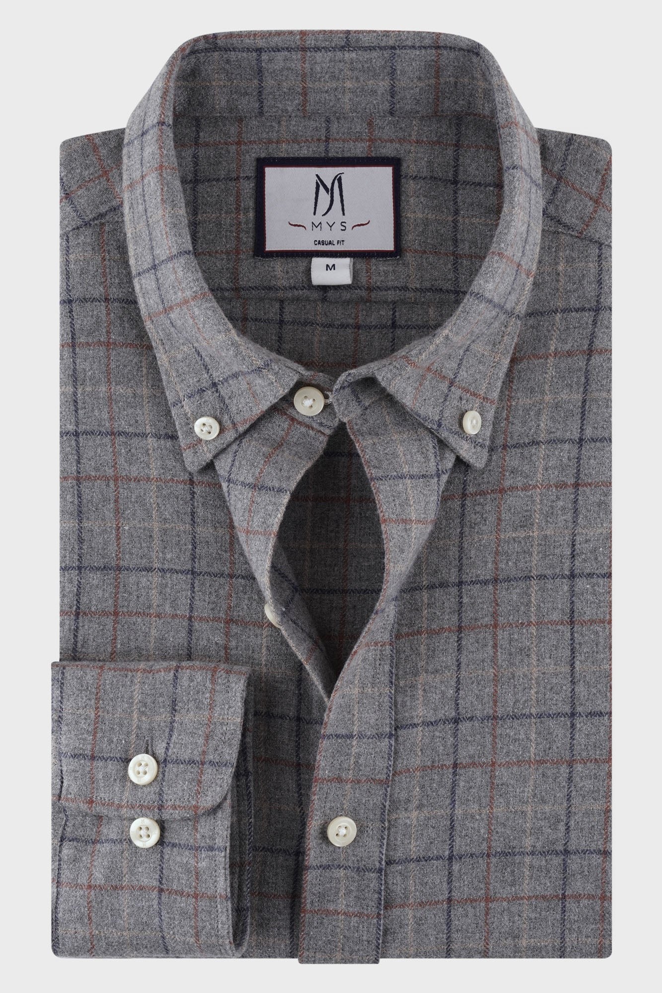 Brushed Checkered Button-Down Flannel Shirt