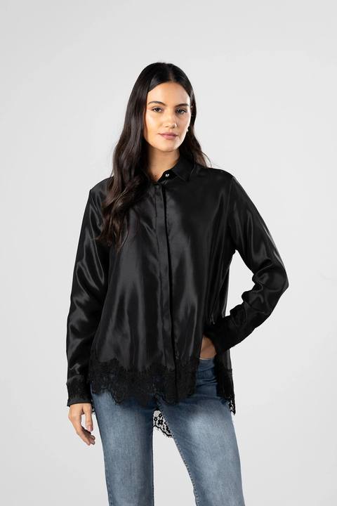 Satin Lace Detail Shirt