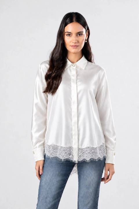 Satin Lace Detail Shirt