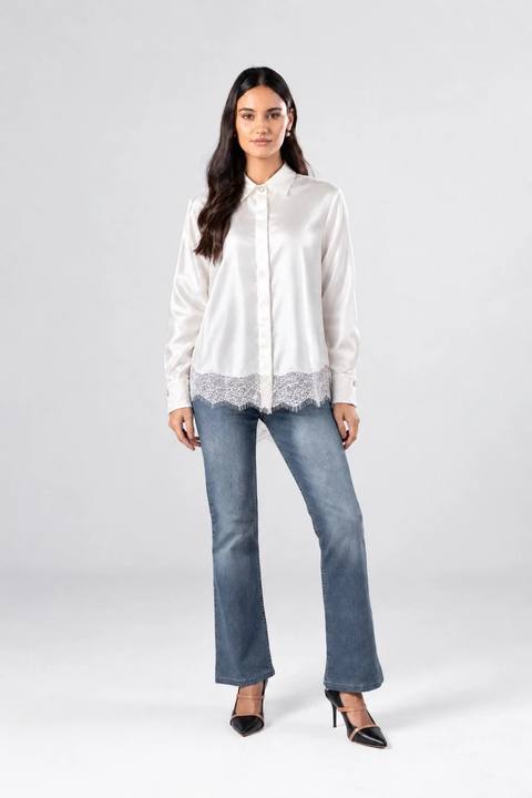 Satin Lace Detail Shirt