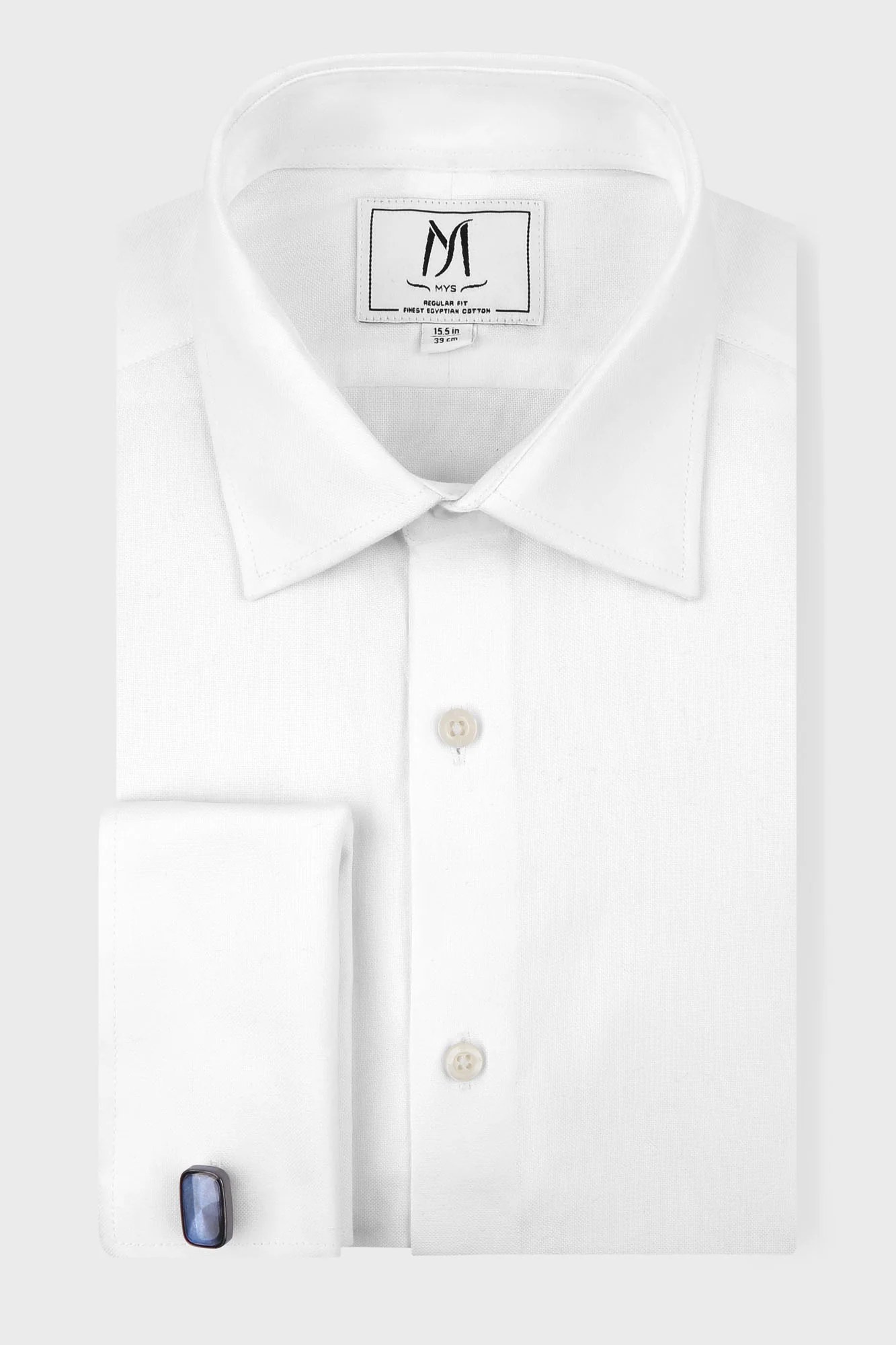 White Royal Oxford Double Cuff Shirt - Slim Fit