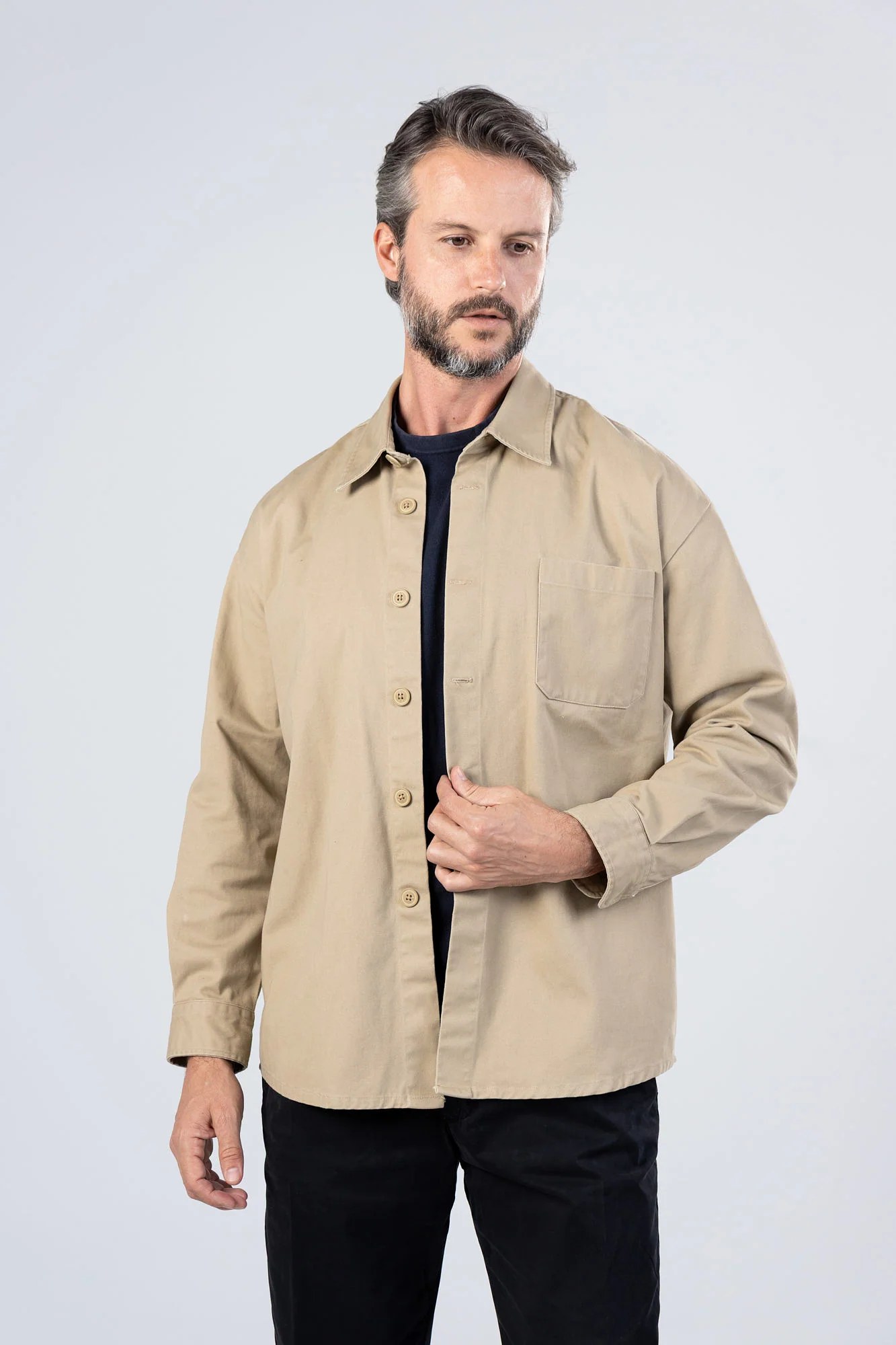 Beige Gabardine Overshirt