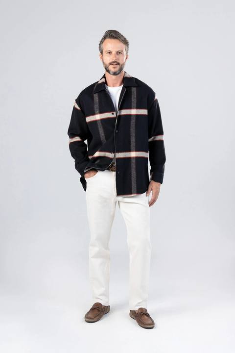 Black Checkered Flannel Overshirt