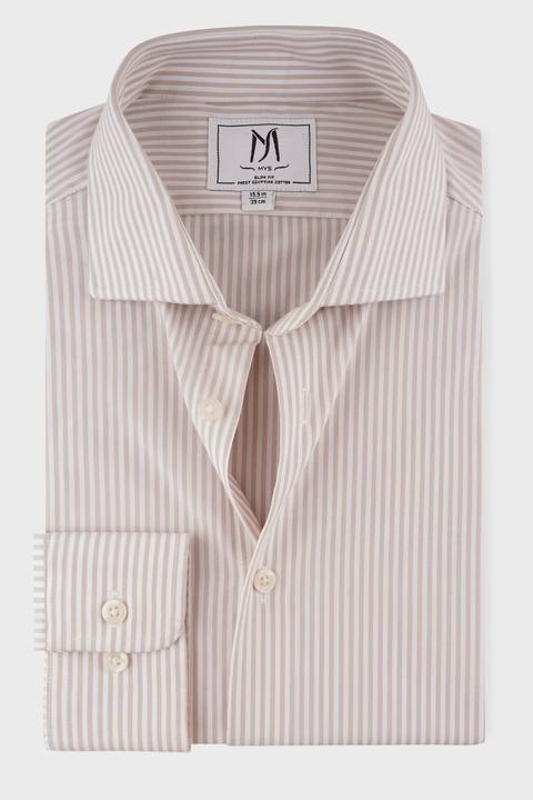 Striped Poplin Cutaway Shirt - Slim Fit