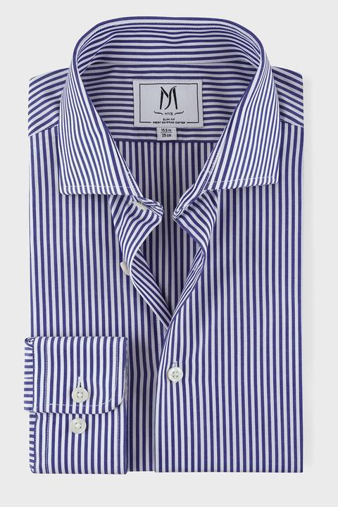 Striped Poplin Cutaway Shirt - Slim Fit