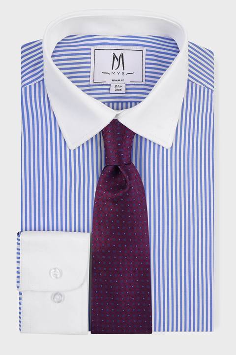 Striped Poplin Contrast Shirt - Regular Fit