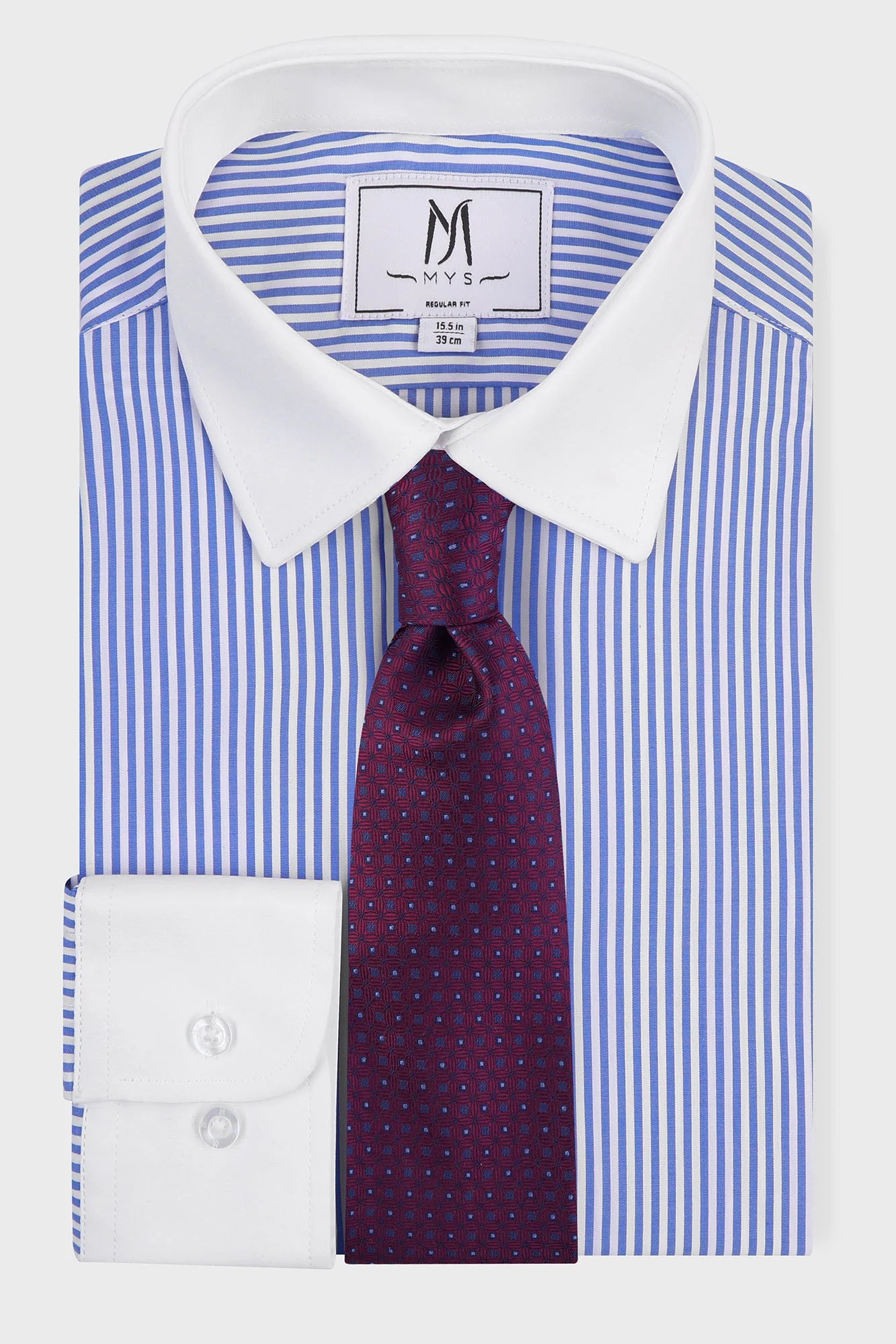 Striped Poplin Contrast Shirt - Regular Fit