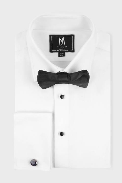 White Dobby Stretch Tuxedo Shirt - Regular Fit