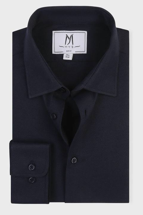 Navy Dobby Shirt - Slim Fit