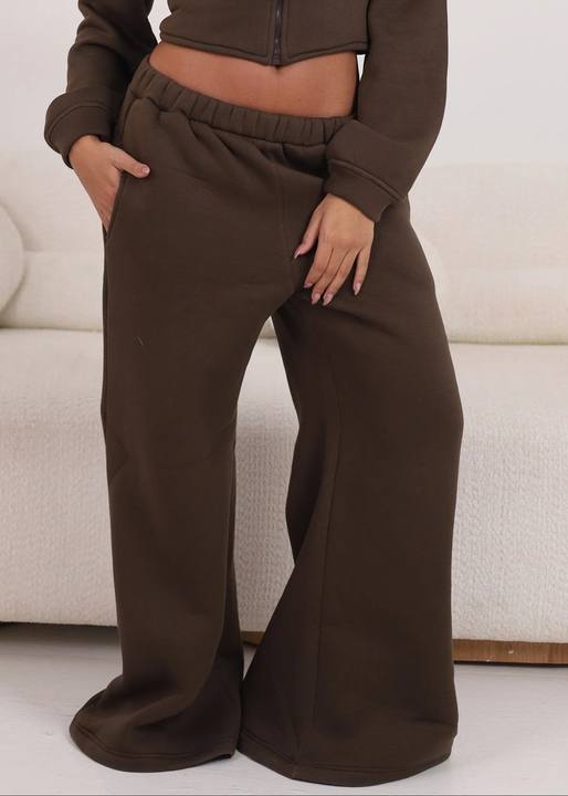 Wide Leg Sweatpants - Brown