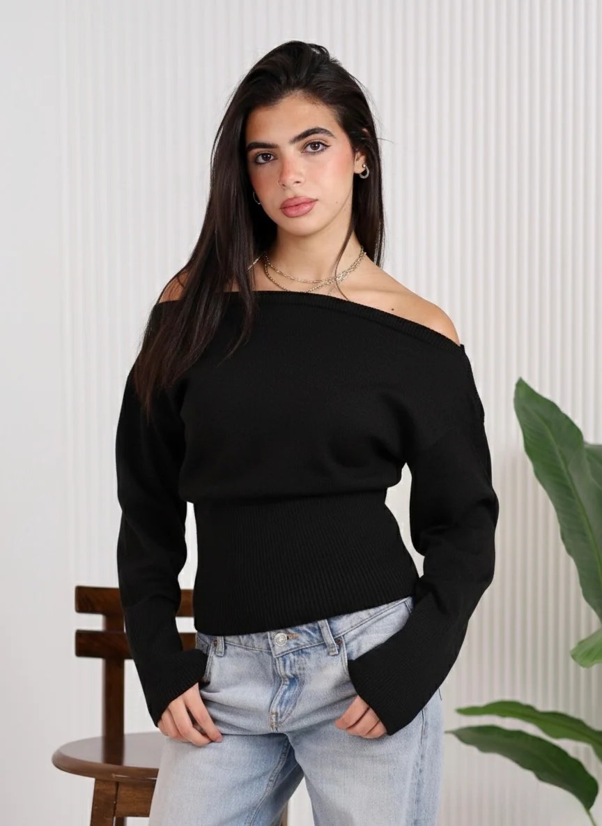 Asymmetrical Knit - Black