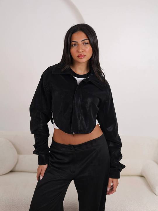 Corset Leather jacket - Black