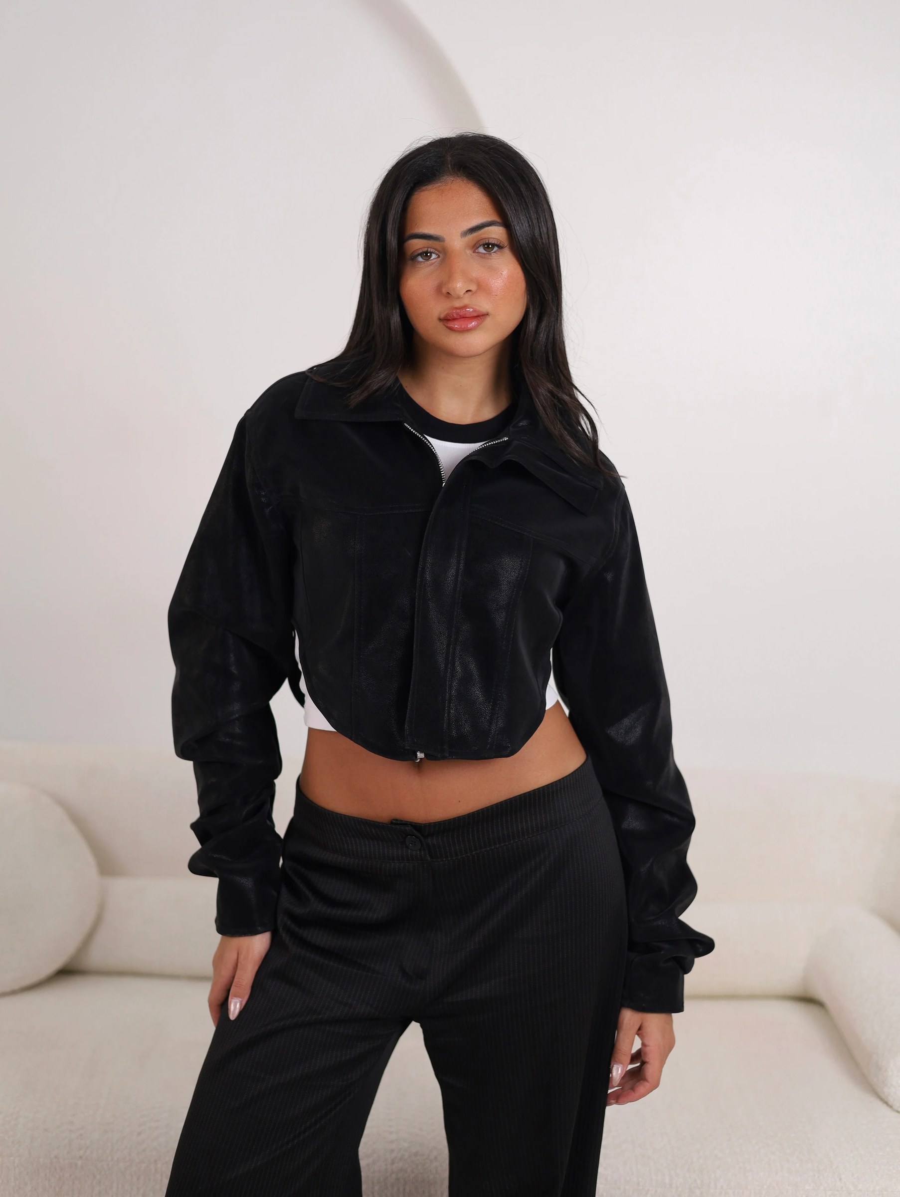 Corset Leather jacket - Black
