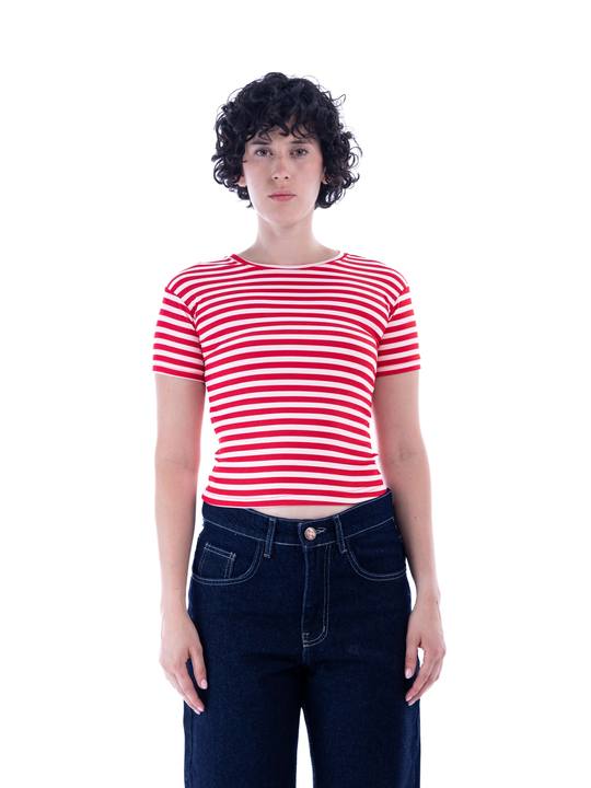 Red Striped Baby Tee
