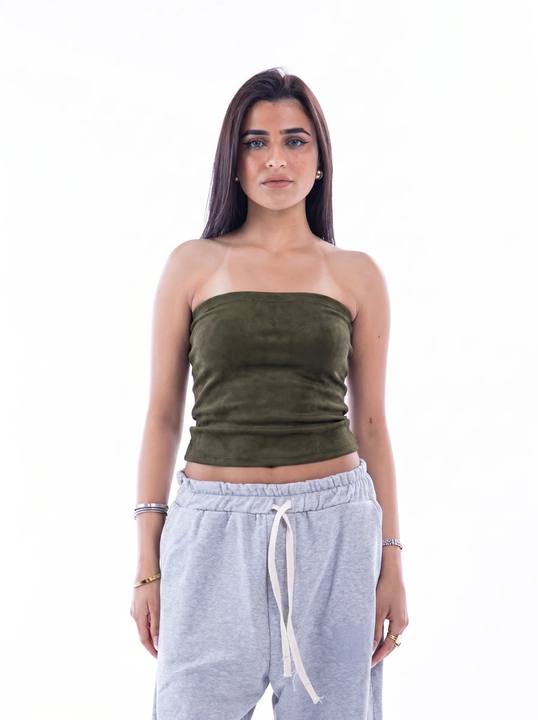 Olive Velvet Tube Top