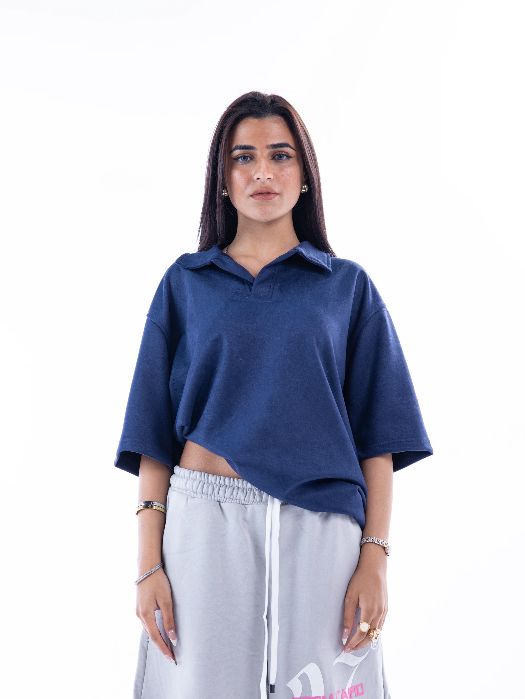 Navy Velvet Polo T-shirt