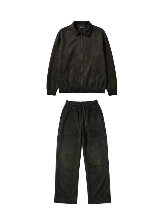 Obsidian Black Suede Tracksuit