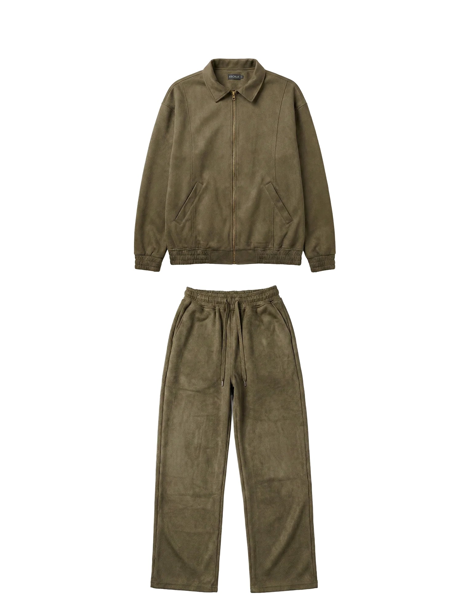 Forest Olive Suede Tracksuit