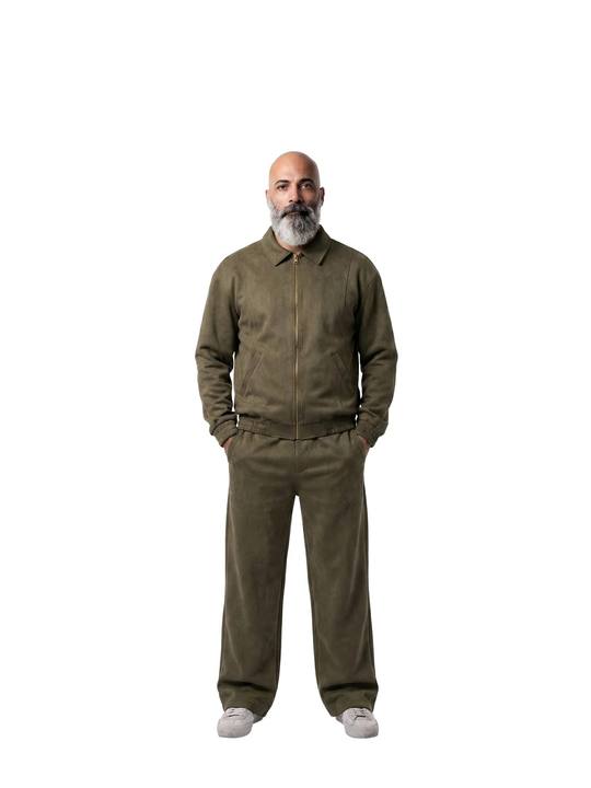 Forest Olive Suede Tracksuit