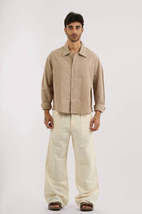 OFF WHITE PLEATED LINEN PANTS