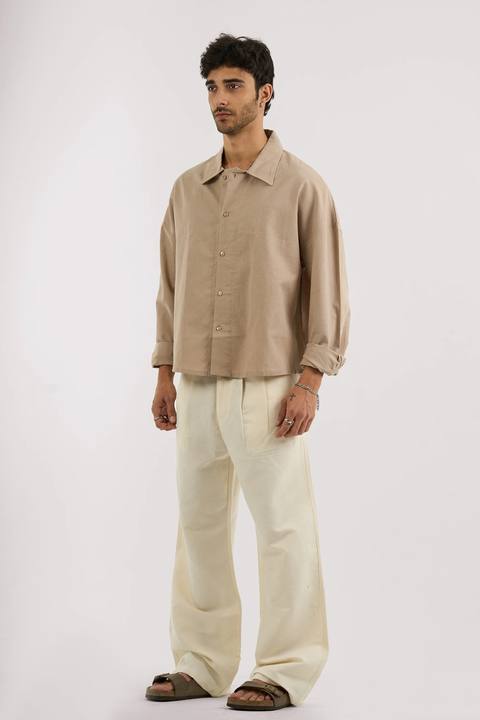 OFF WHITE PLEATED LINEN PANTS