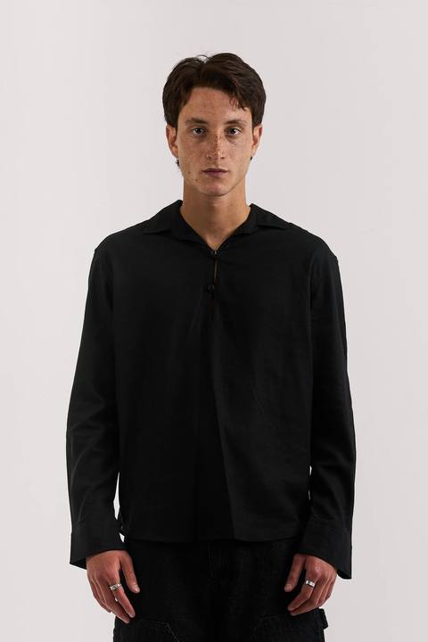 BLACK POPOVER SHIRT